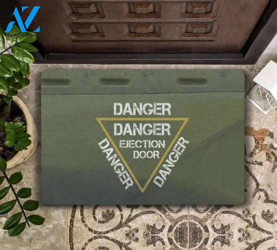 Shockgift Front door mat Air Force Danger Ejection Doormat, Air Force Welcome Family Doormat, Custom Name Doormat Home Entryway Rug, Gift fo