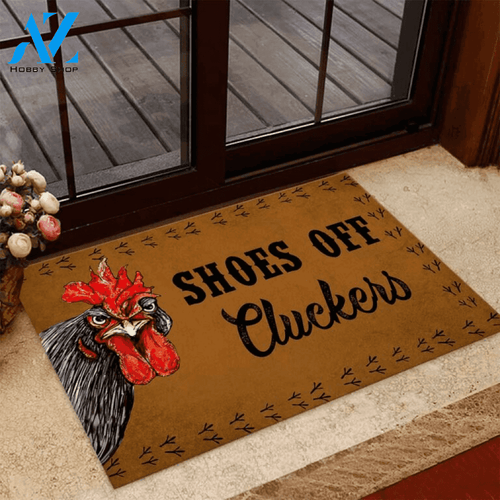 Shoes Off Cluckers Chicken Doormat | Welcome Mat | House Warming Gift