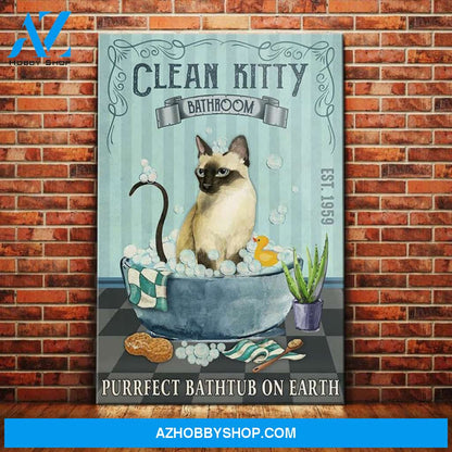 Siamese Cat Bathroom Canvas Wall Art, Wall Decor Visual Art