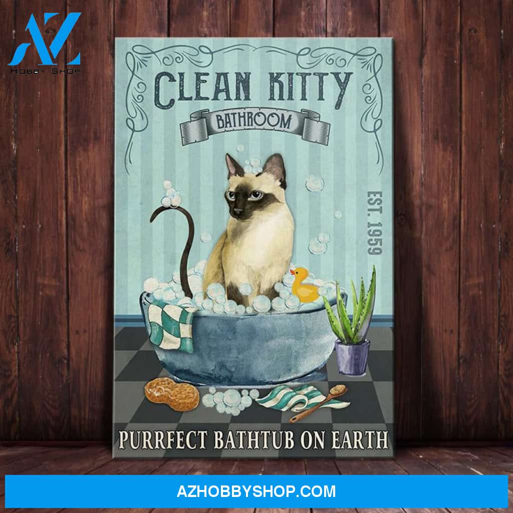 Siamese Cat Bathroom Canvas Wall Art, Wall Decor Visual Art