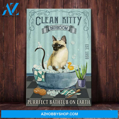 Siamese Cat Bathroom Canvas Wall Art, Wall Decor Visual Art