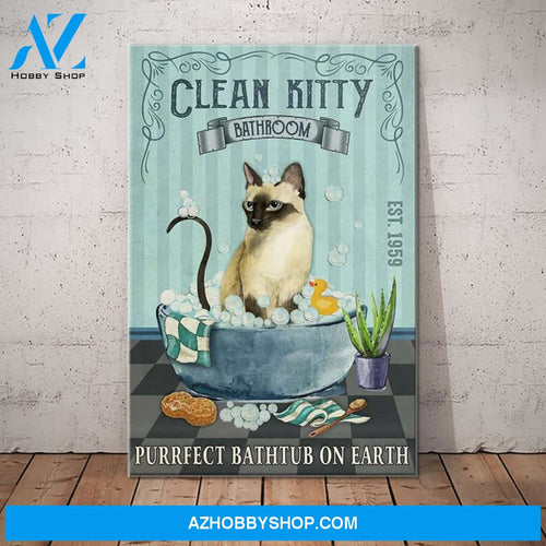 Siamese Cat Bathroom Canvas Wall Art, Wall Decor Visual Art