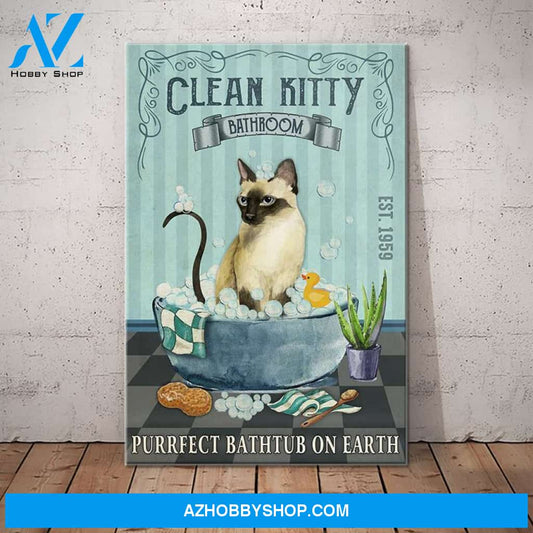 Siamese Cat Bathroom Canvas Wall Art, Wall Decor Visual Art