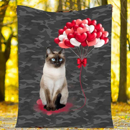 Siamese Cat Blanket - Valentine's Day Gifts For Her - Fleece Blanket Home Decor Bedding Couch Sofa Soft And Comfy Cozy
