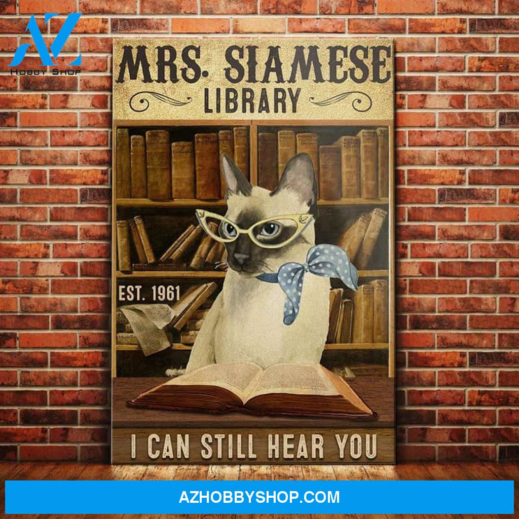 Siamese Cat Library Canvas Mr1003 90O39 – Siamesse Cat Canvas Print Wall Art