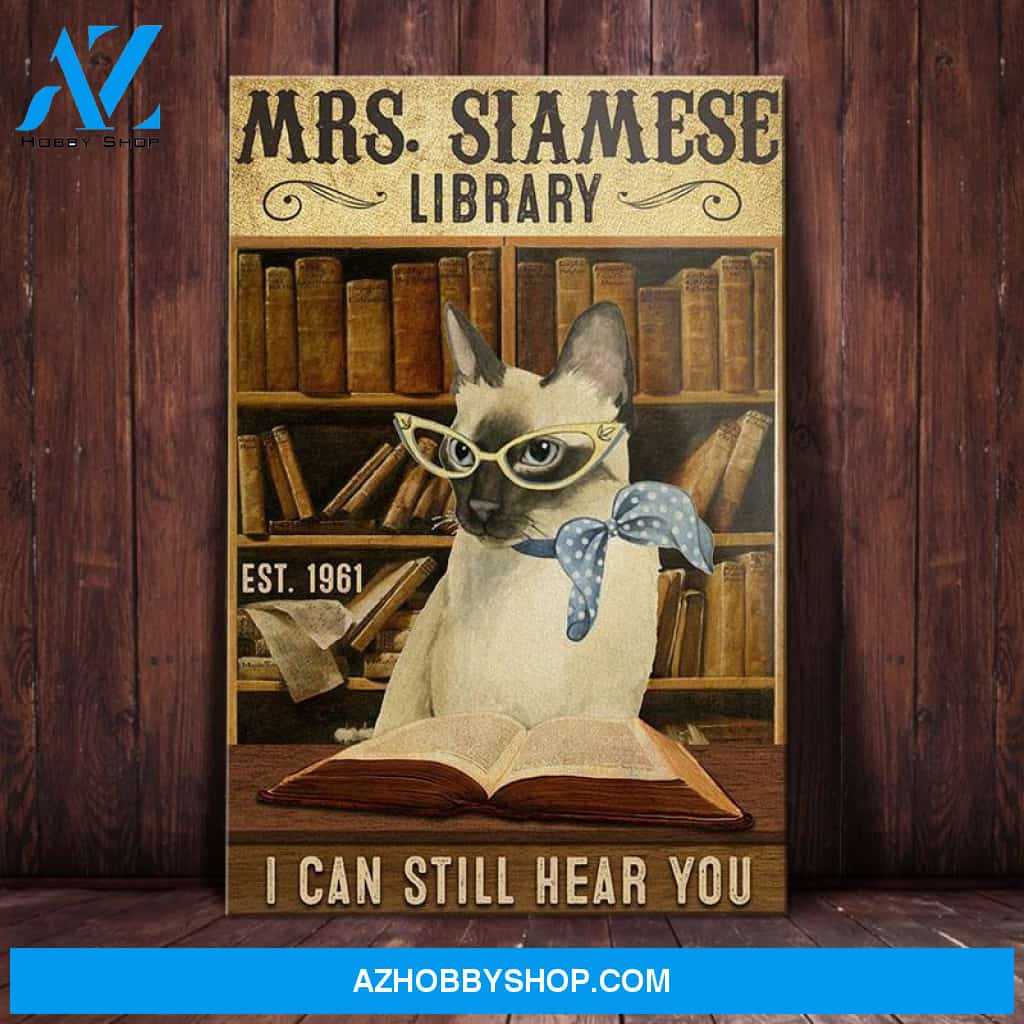 Siamese Cat Library Canvas Mr1003 90O39 – Siamesse Cat Canvas Print Wall Art