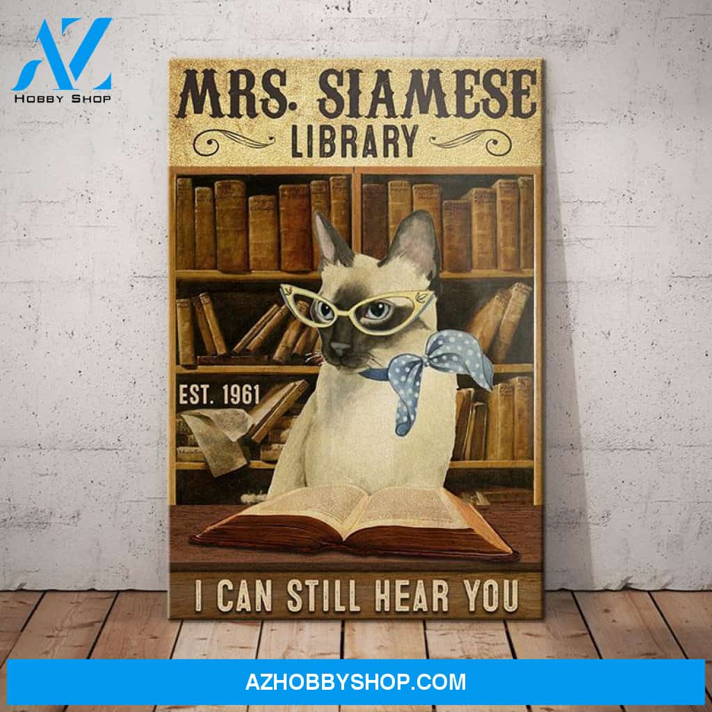 Siamese Cat Library Canvas Mr1003 90O39 – Siamesse Cat Canvas Print Wall Art