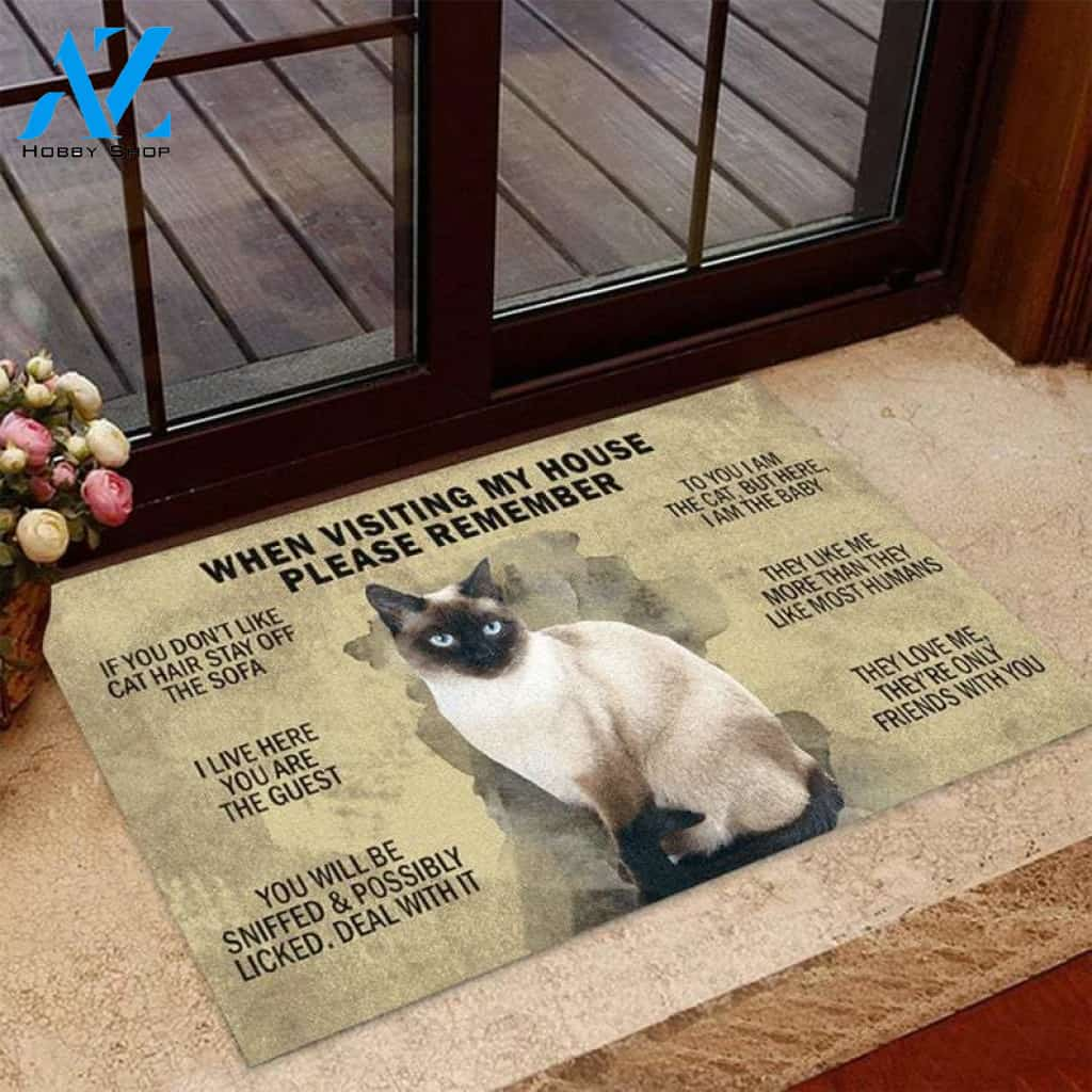 Siamese Cat When Visiting My House Doormat Personalized Doormat Rug Housewarming Gift Family Welcome Mat Custom Funny Birthday New Year Gift