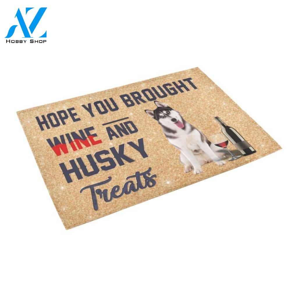 Siberian Husky And Wine Doormat Indoor And Outdoor Mat Entrance Rug Sweet Home Decor Housewarming Gift Gift For Friend Family Stem Feminist