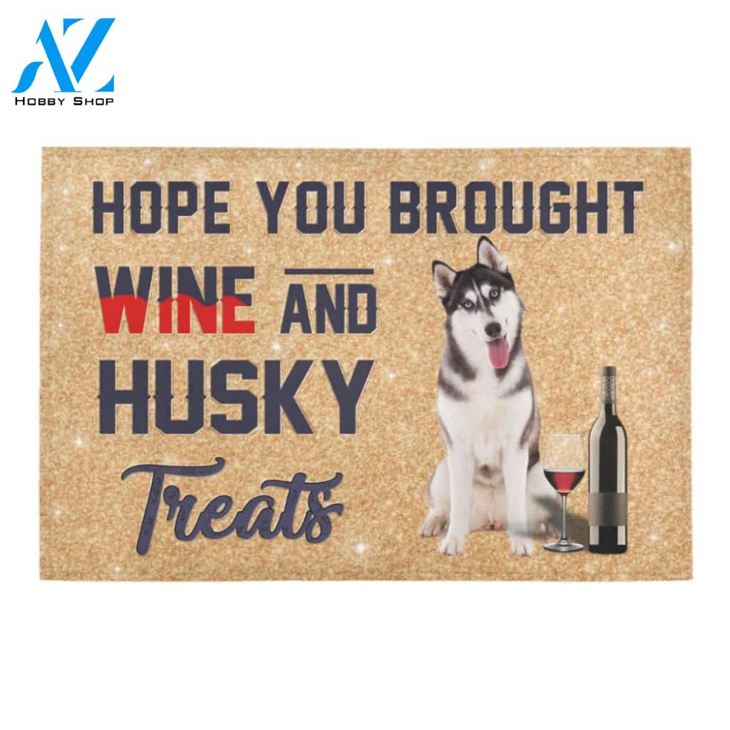 Siberian Husky And Wine Doormat Indoor And Outdoor Mat Entrance Rug Sweet Home Decor Housewarming Gift Gift For Friend Family Stem Feminist