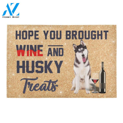 Siberian Husky And Wine Doormat Indoor And Outdoor Mat Entrance Rug Sweet Home Decor Housewarming Gift Gift For Friend Family Stem Feminist