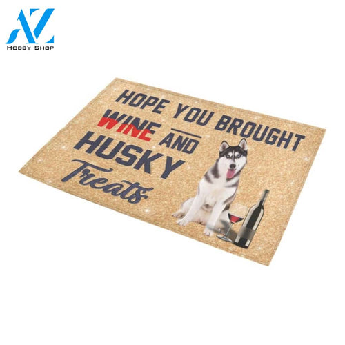 Siberian Husky And Wine Doormat Indoor And Outdoor Mat Entrance Rug Sweet Home Decor Housewarming Gift Gift For Friend Family Stem Feminist
