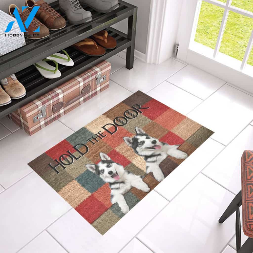Siberian Husky Hold the Door Doormat Indoor And Outdoor Mat Entrance Rug Sweet Home Decor Housewarming Gift Gift For Friend Family Stem Feminist