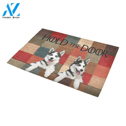 Siberian Husky Hold the Door Doormat Indoor And Outdoor Mat Entrance Rug Sweet Home Decor Housewarming Gift Gift For Friend Family Stem Feminist