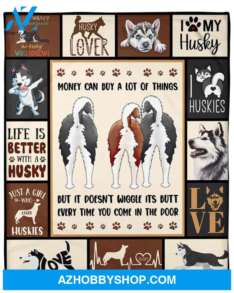 Siberian Husky Love Collection Sherpa Fleece Blanket, Gift For Husky Lovers Gift For Family Friend Birthday Home Decor Bedding Couch Sofa Soft And Comfy Cozy