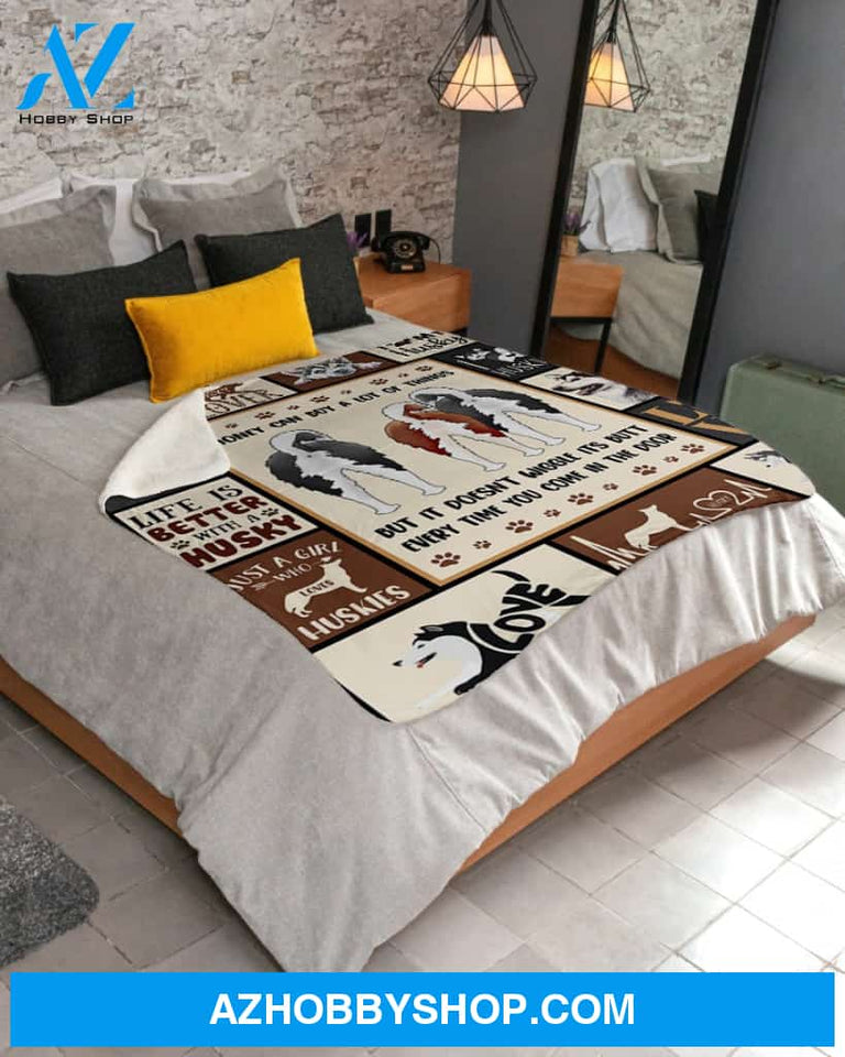 Siberian Husky Love Collection Sherpa Fleece Blanket, Gift For Husky Lovers Gift For Family Friend Birthday Home Decor Bedding Couch Sofa Soft And Comfy Cozy