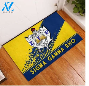 Sigma Gamma Rho 1922 Emblem Blue and Yellow Doormat