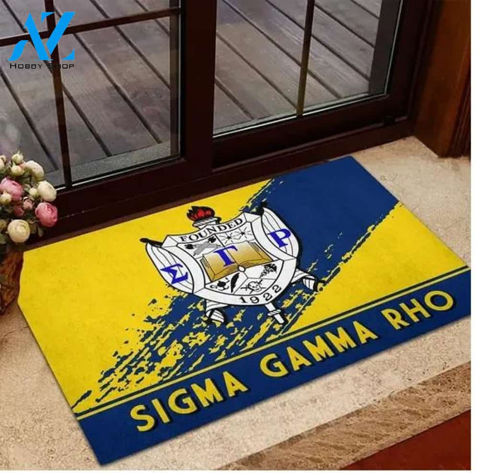 Sigma Gamma Rho 1922 Emblem Blue and Yellow Doormat