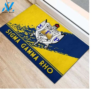 Sigma Gamma Rho 1922 Emblem Blue and Yellow Doormat