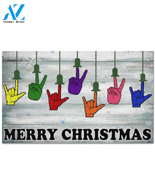 Sign Language Merry Christmas Doormat Gift For Friend Family Birthday Gift Home Decor Warm House Gift Welcome Mat