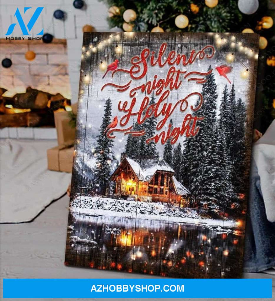 Silent Night Holy Night Christmas Home Pine Tree Wall Art For Holiday Christmas Gifts Vertical Canvas