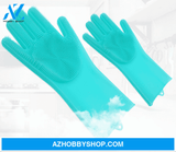 Silicone Heat-Resistant Cleaning Brush Scrubbing Gloves Blue1