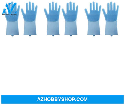 Silicone Heat-Resistant Cleaning Brush Scrubbing Gloves Blue23Pcs