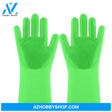 Silicone Heat-Resistant Cleaning Brush Scrubbing Gloves Green2