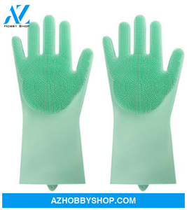 Silicone Heat-Resistant Cleaning Brush Scrubbing Gloves Green5