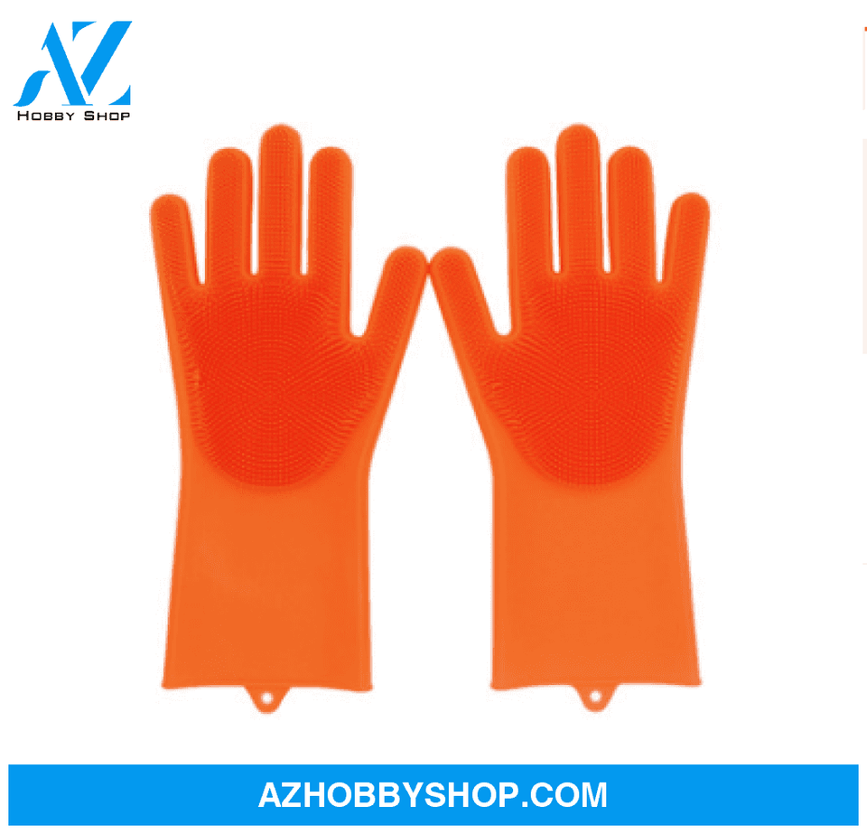 Silicone Heat-Resistant Cleaning Brush Scrubbing Gloves Orange