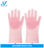 Silicone Heat-Resistant Cleaning Brush Scrubbing Gloves Pink5