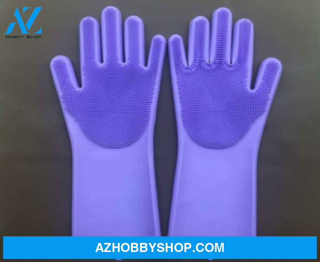 Silicone Heat-Resistant Cleaning Brush Scrubbing Gloves Purple