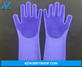 Silicone Heat-Resistant Cleaning Brush Scrubbing Gloves Purple