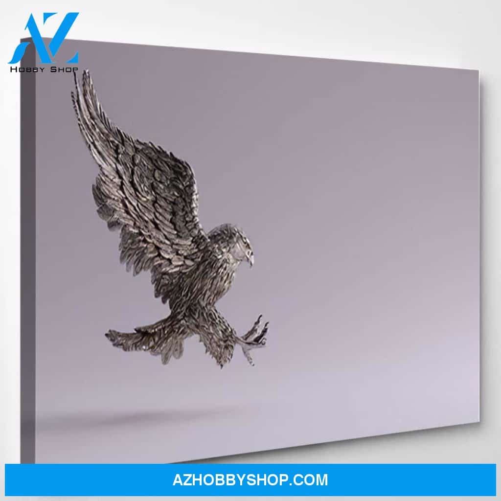 Silver Eagle Flight Hunting Sculpture Right - Eagle Animals Canvas Art Wall Decor Christmas Gift Ideas