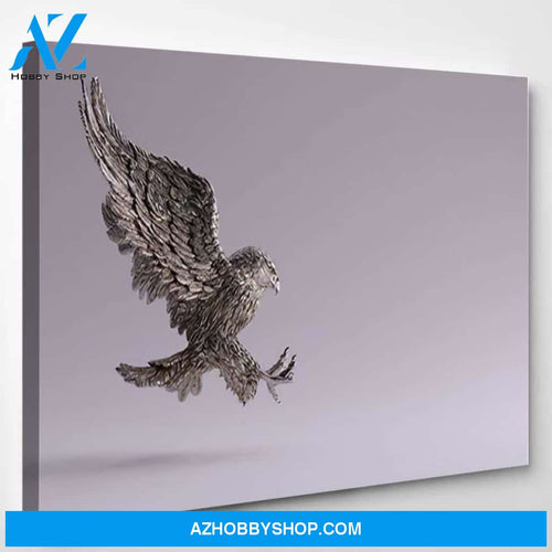 Silver Eagle Flight Hunting Sculpture Right - Eagle Animals Canvas Art Wall Decor Christmas Gift Ideas