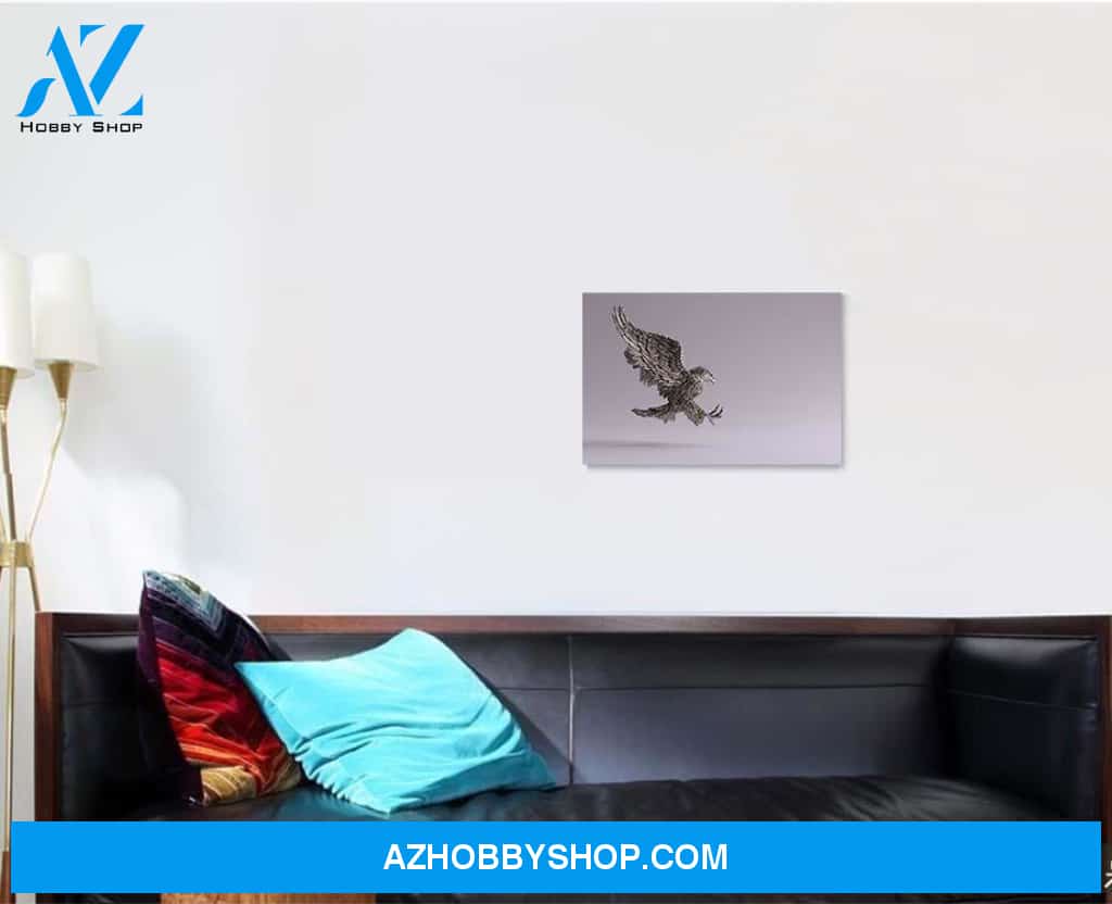 Silver Eagle Flight Hunting Sculpture Right - Eagle Animals Canvas Art Wall Decor Christmas Gift Ideas