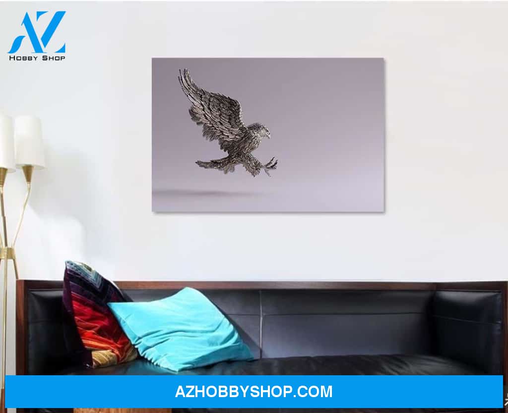 Silver Eagle Flight Hunting Sculpture Right - Eagle Animals Canvas Art Wall Decor Christmas Gift Ideas