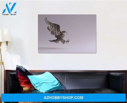 Silver Eagle Flight Hunting Sculpture Right - Eagle Animals Canvas Art Wall Decor Christmas Gift Ideas