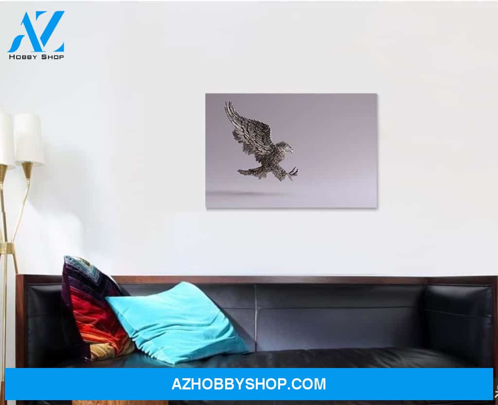 Silver Eagle Flight Hunting Sculpture Right - Eagle Animals Canvas Art Wall Decor Christmas Gift Ideas