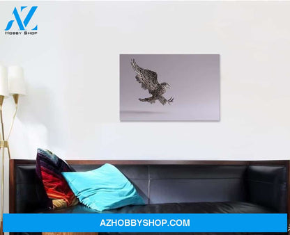 Silver Eagle Flight Hunting Sculpture Right - Eagle Animals Canvas Art Wall Decor Christmas Gift Ideas