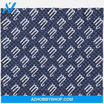 Silver Scorpio Zodiac Symbol Navy Carbon Fiber Blanket
