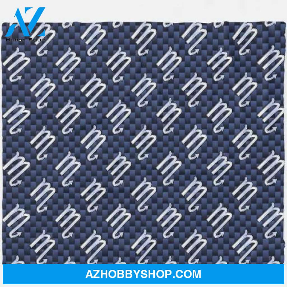 Silver Scorpio Zodiac Symbol Navy Carbon Fiber Blanket