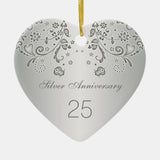 Silver Swirls 25Th Wedding Anniversary Ornament