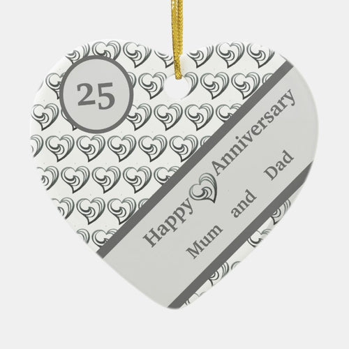 Silver Wedding Anniversary Mum An Dad Editable Cer Ceramic Ornament