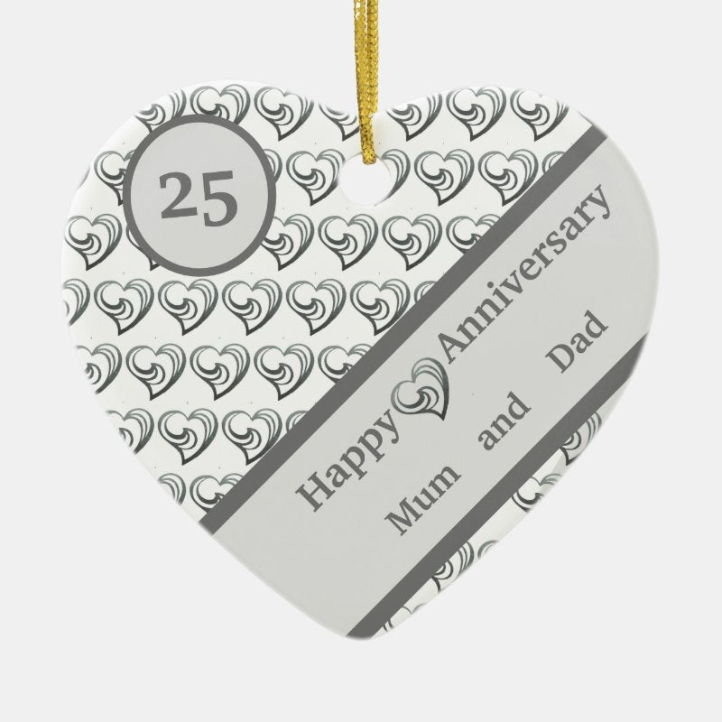 Silver Wedding Anniversary Mum An Dad Editable Cer Ceramic Ornament