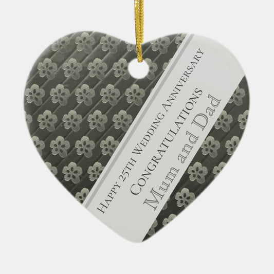 Silver Wedding Anniversary Mum An Dad Editable Ceramic Ornament
