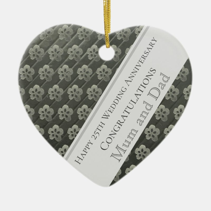 Silver Wedding Anniversary Mum An Dad Editable Ceramic Ornament