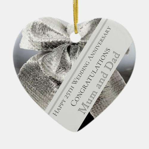 Silver Wedding Anniversary Mum An Dad Editable Ceramic Ornament