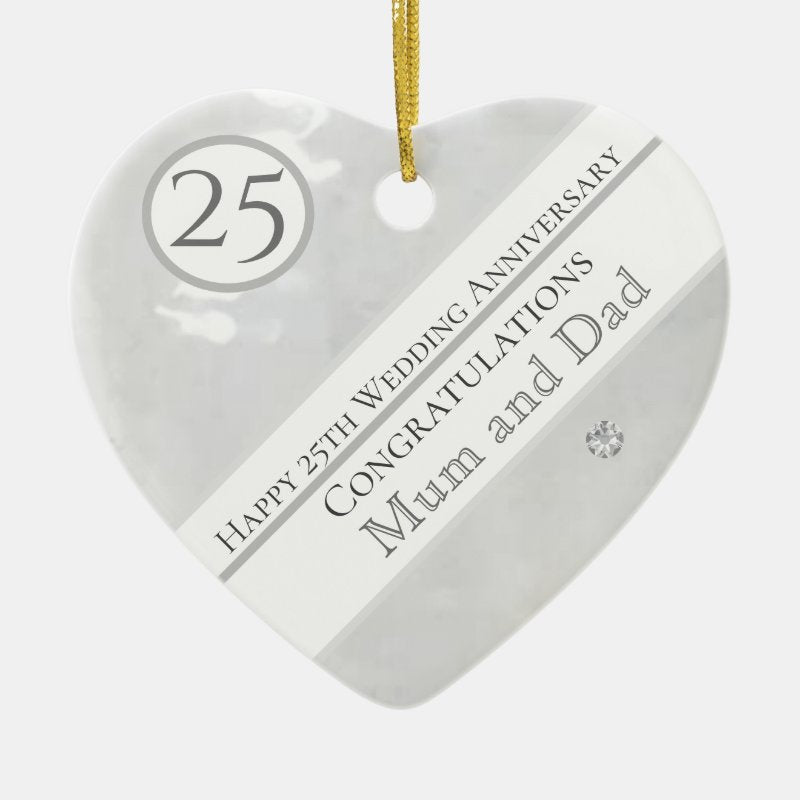 Silver Wedding Anniversary Mum An Dad Editable Ceramic Ornament