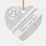 Silver Wedding Anniversary Mum An Dad Editable Ceramic Ornament